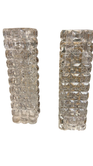Square Cut Glass Bud Vases (Pair)