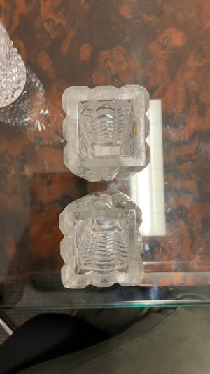 Square Cut Glass Bud Vases (Pair)