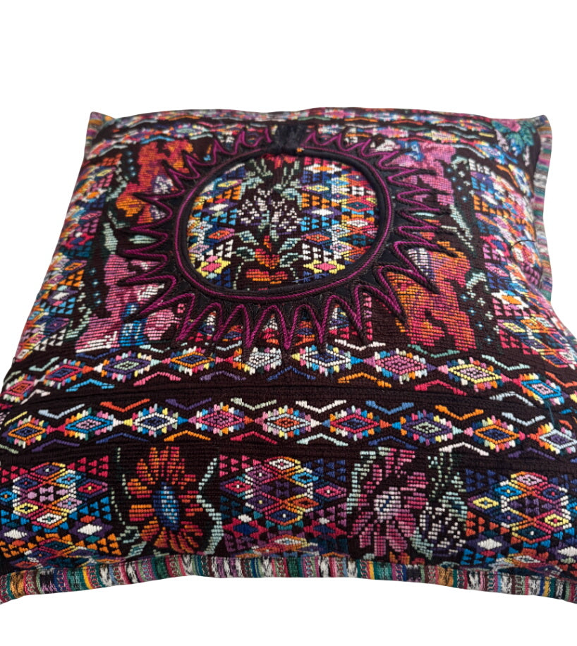 Multicolored Embroidery Throw Pillow