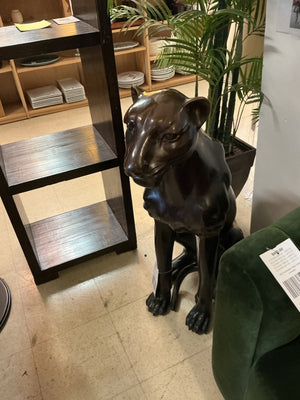 Life Size Bronze Sitting Black Panthers (Pair)