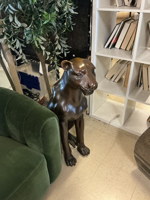 Life Size Bronze Sitting Black Panthers (Pair)