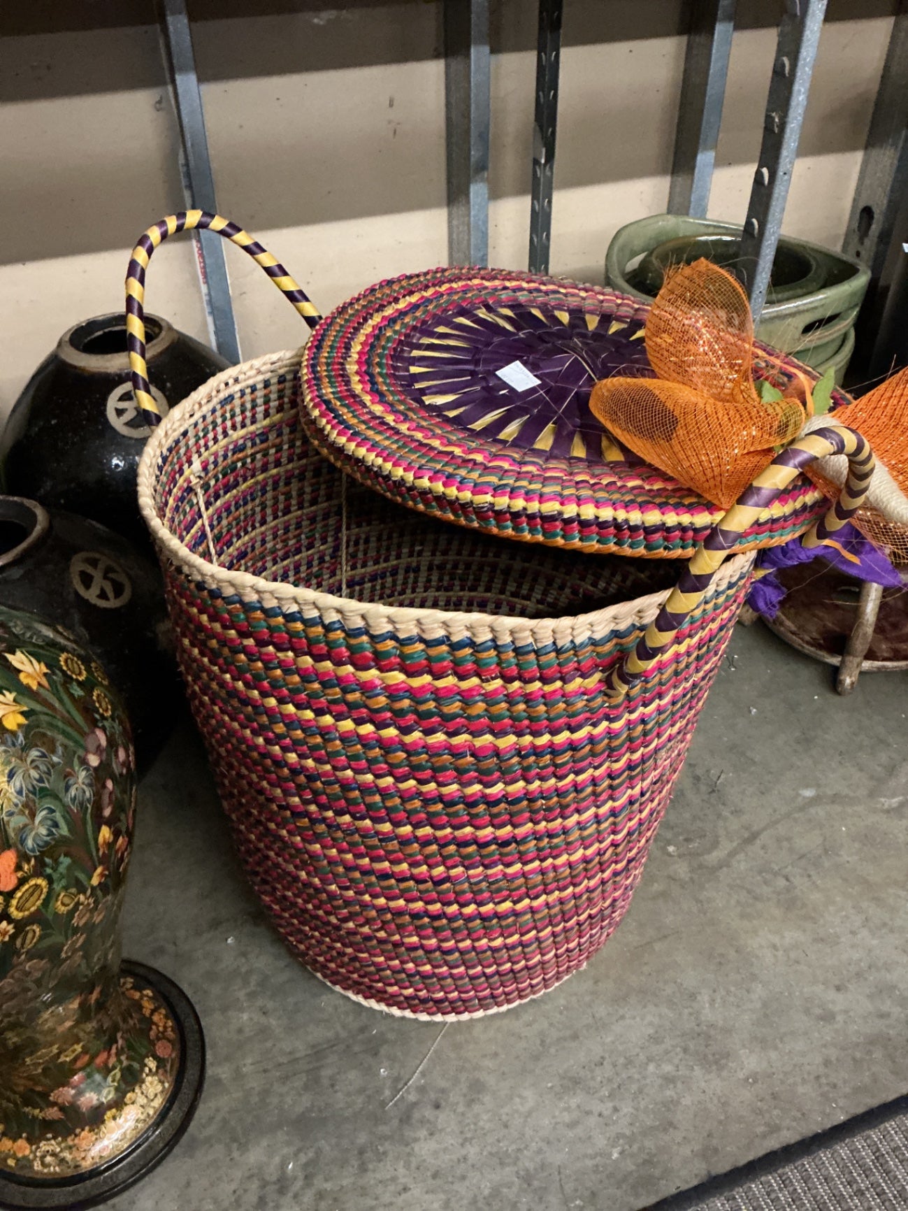 Colorful Handwoven Laundry Hamper