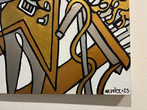 Dave Z MrDvicex23 Gold & Silver Abstract Art 5'x4'