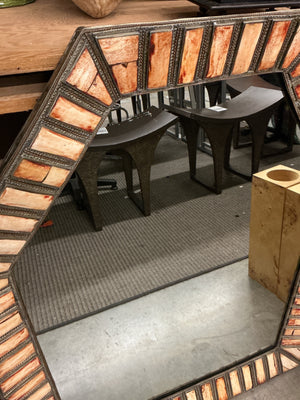 Embossed metal & Faux Stone Frame Mirror