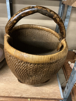 Early Chinese Market/Utility Basket 7.5" x 20.5" x 14.5"
