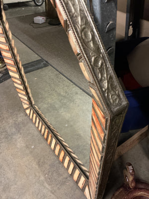 Embossed metal & Faux Stone Frame Mirror