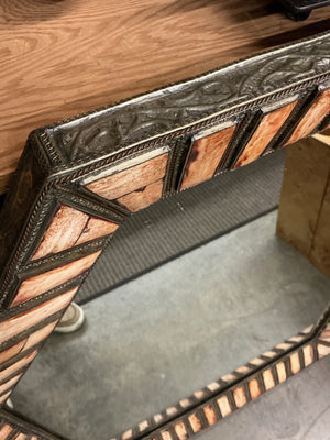 Embossed metal & Faux Stone Frame Mirror