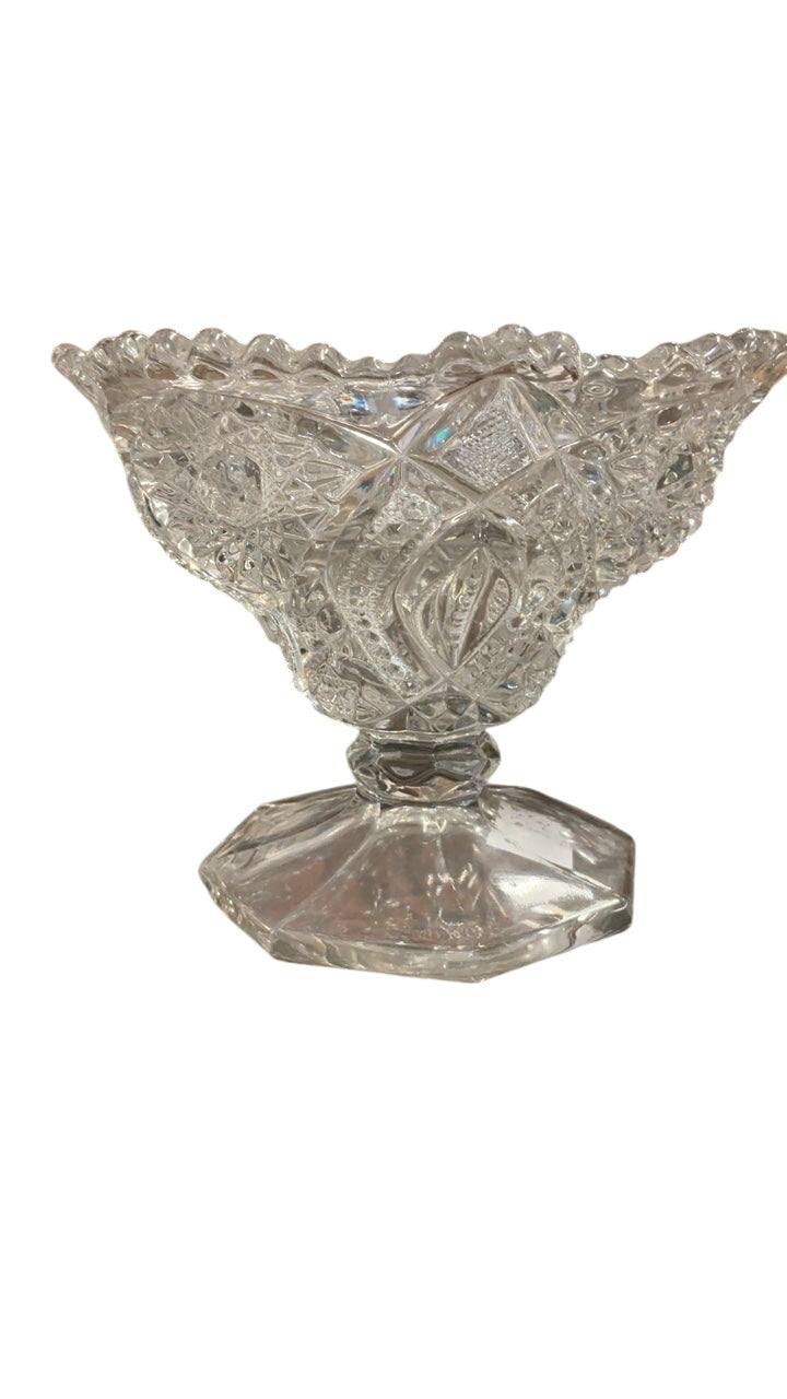 Footed Bowl w/ Design Pressed Glass