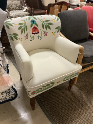 Floral Embroidered Accent Chair