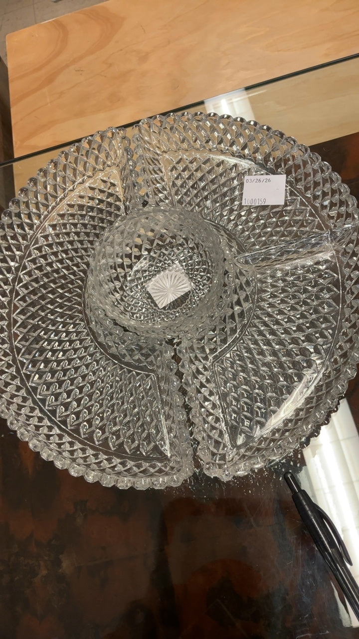 3 Section Glass Relish Tray