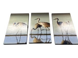Claire Duncan "Sandhill Cranes" Triptych 38x21