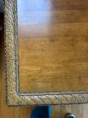 Side Table With Wicker Trim Top
