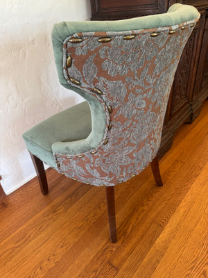 Soft Blue Velvet Upholstered Accent Chair