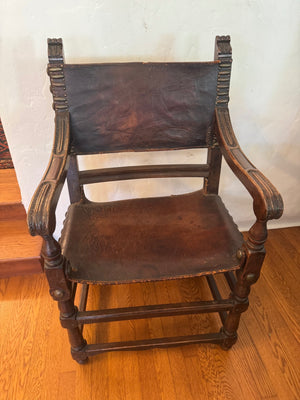 Spanish Colonial Style Leather Strap Dining Chairs (set of 6)