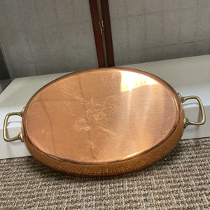 Oval Copper Stainless Steel Dish with 2 Brass Handles