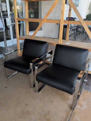 Restoration Hardware Chrome Miles Chairs Pair