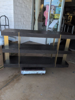 Wood and Brass Console Table
