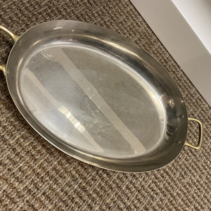 Oval Copper Stainless Steel Dish with 2 Brass Handles