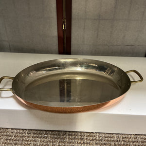 Oval Copper Stainless Steel Dish with 2 Brass Handles