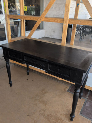 Black Wood Three Drawer Desk