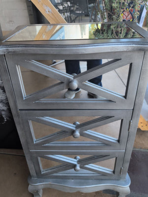 Silver Mirrored Bedside Cabinet