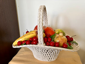 VIntage Large Capodimonte Lattice/Wicker Fruit Basket