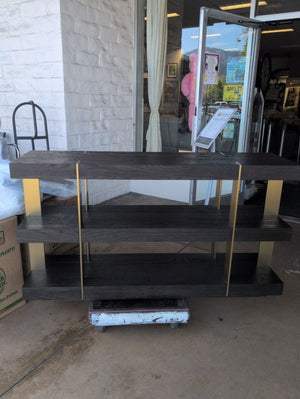 Wood and Brass Console Table
