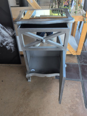 Silver Mirrored Bedside Cabinet