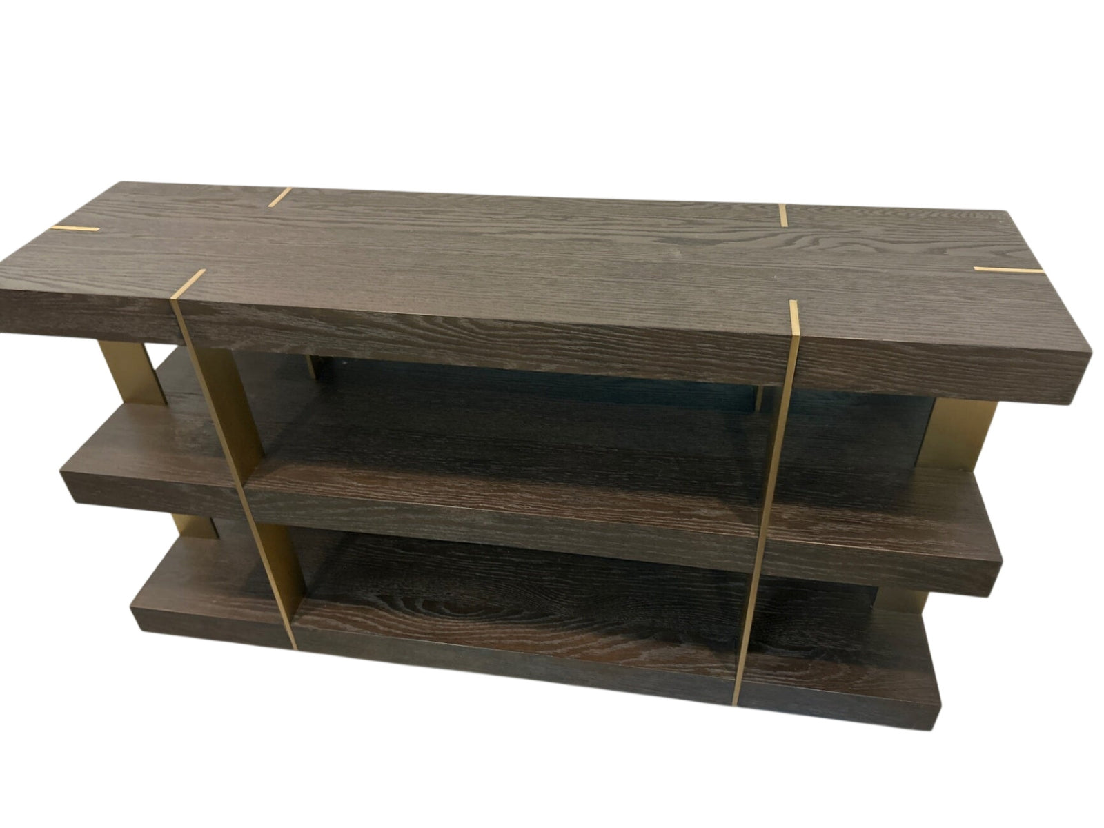 Wood and Brass Console Table