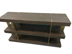Wood and Brass Console Table