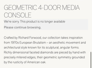 Restoration Hardware Geometic 4 Door Media Console