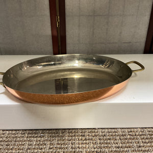 Oval Copper Stainless Steel Dish with 2 Brass Handles