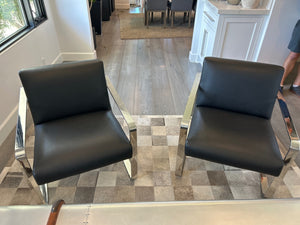 Restoration Hardware Chrome Miles Chairs Pair