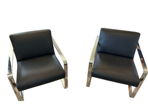 Restoration Hardware Chrome Miles Chairs Pair