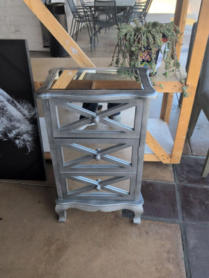 Silver Mirrored Bedside Cabinet