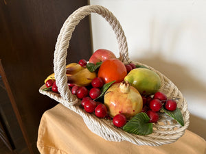 VIntage Large Capodimonte Lattice/Wicker Fruit Basket