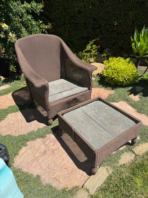 Outdoor Wicker Chair and Ottoman