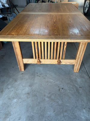 Mission Style Oak Trestle Dining Table