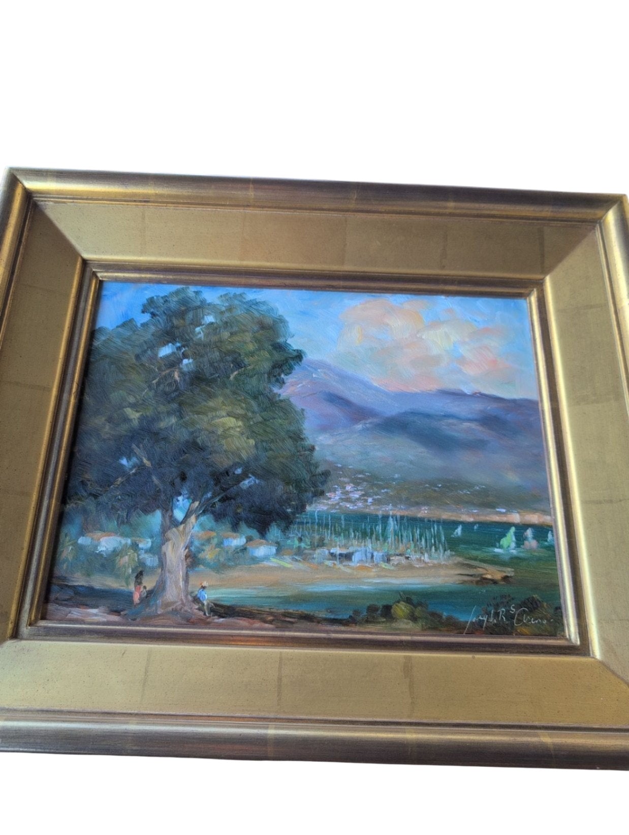 Signed Gold Framed Santa Barbara Beach scene