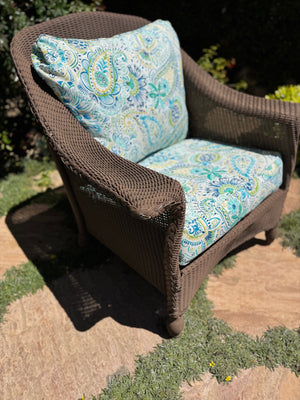 Outdoor Wicker Chair and Ottoman