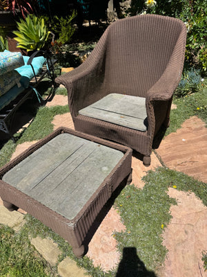 Outdoor Wicker Chair and Ottoman
