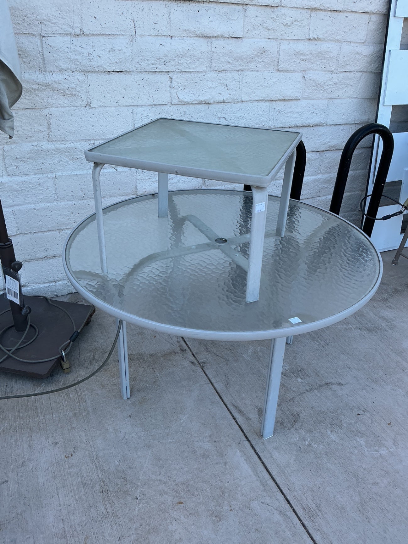 Glass Patio Table With Side Table
