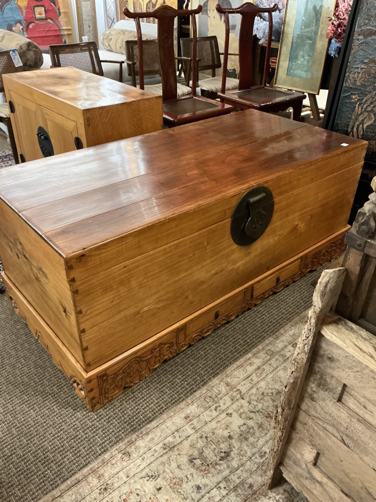 Chinese Elm Camphor Trunk Base Drawers