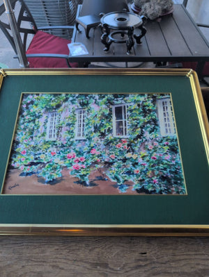 Signed Garden Watercolor by Romainie