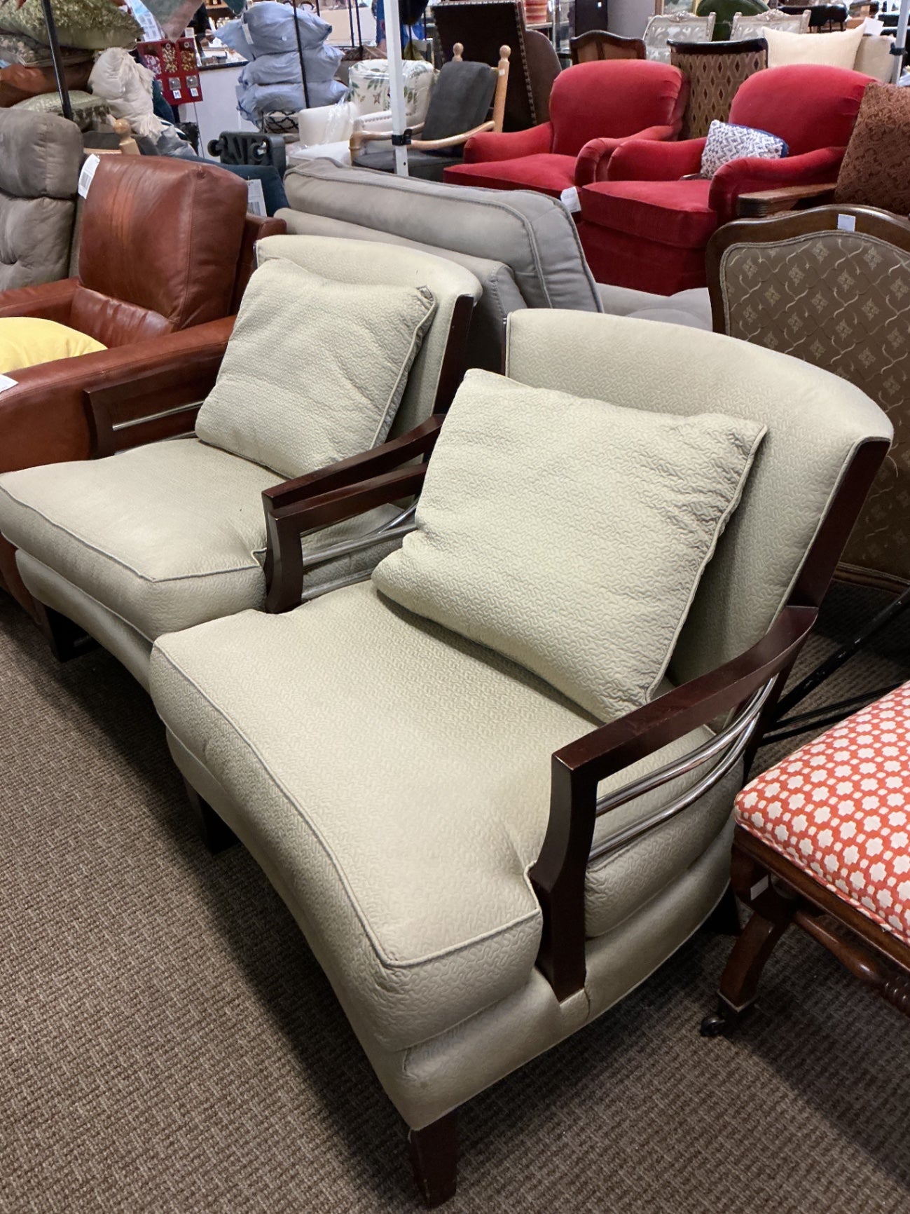 Hickory White Sage Green Club Chairs (pair)