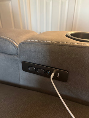 Lazy Boy Gray Faux Leather Power Reclining Sofa