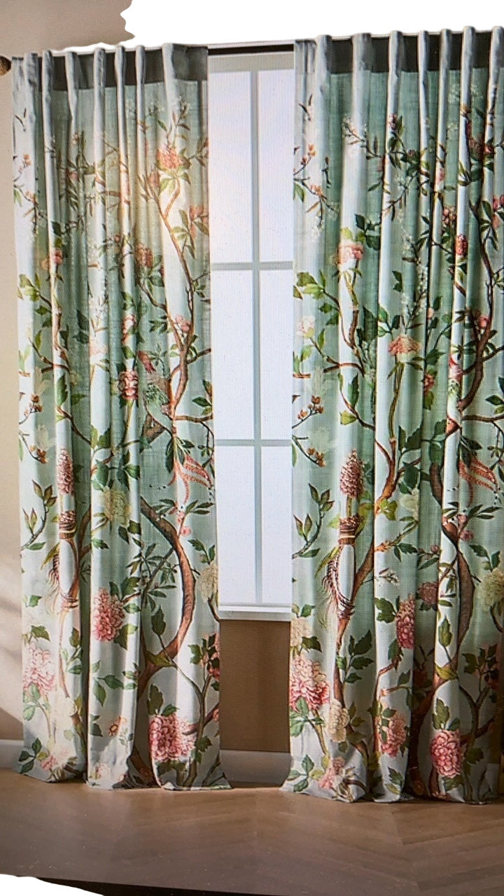 Anthropologie Havenview Organic Cotton Printed Bird Curtain *Priced Individually*