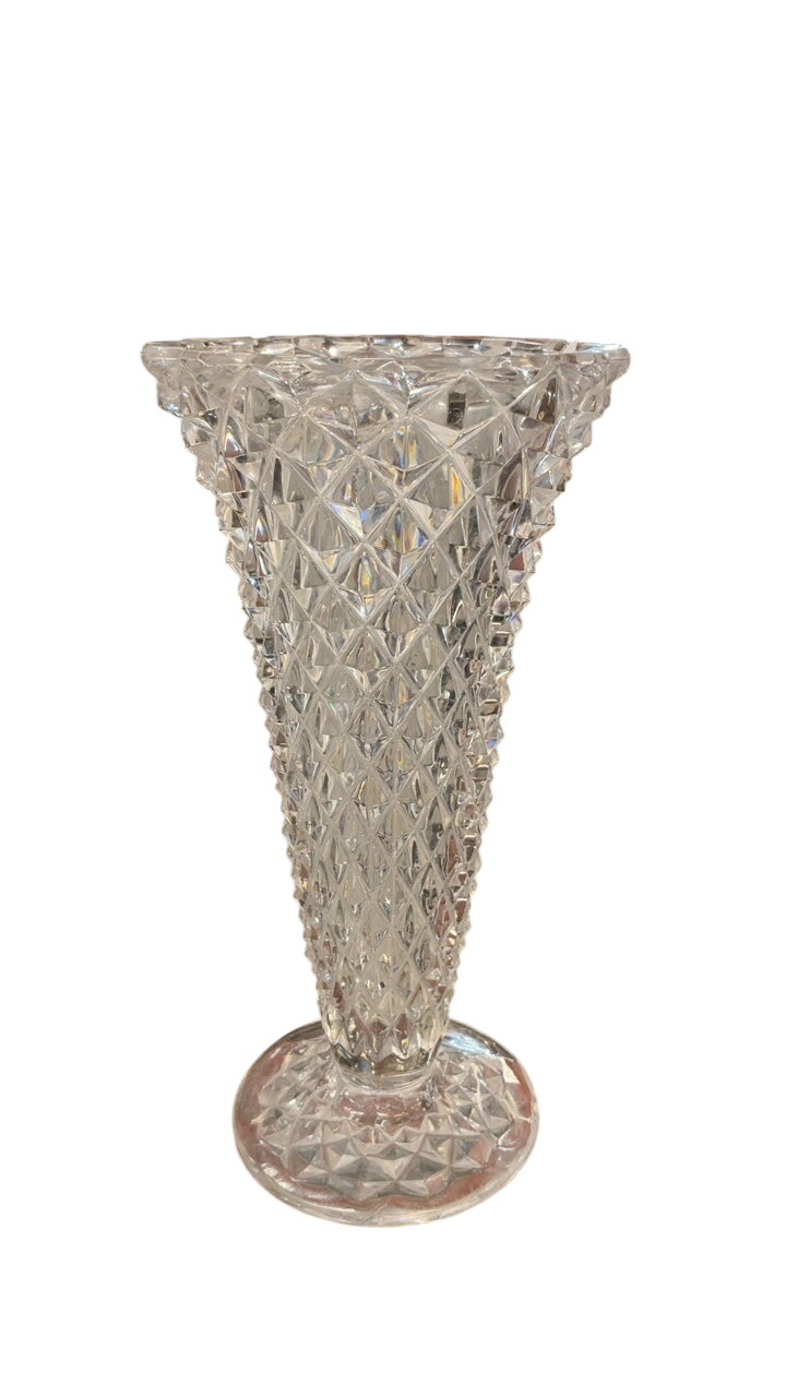 Diamond Print Vase Footed