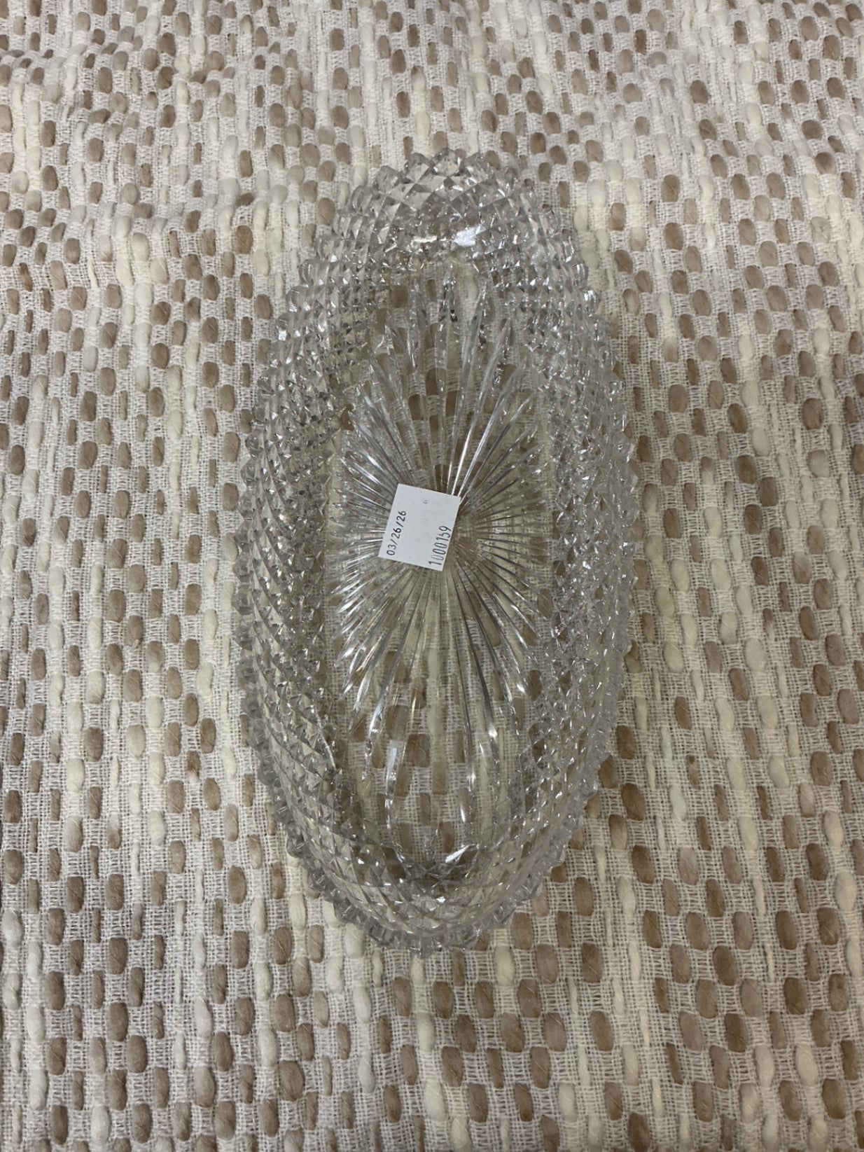 Oval Shaped Glass Dish w/ Pattern