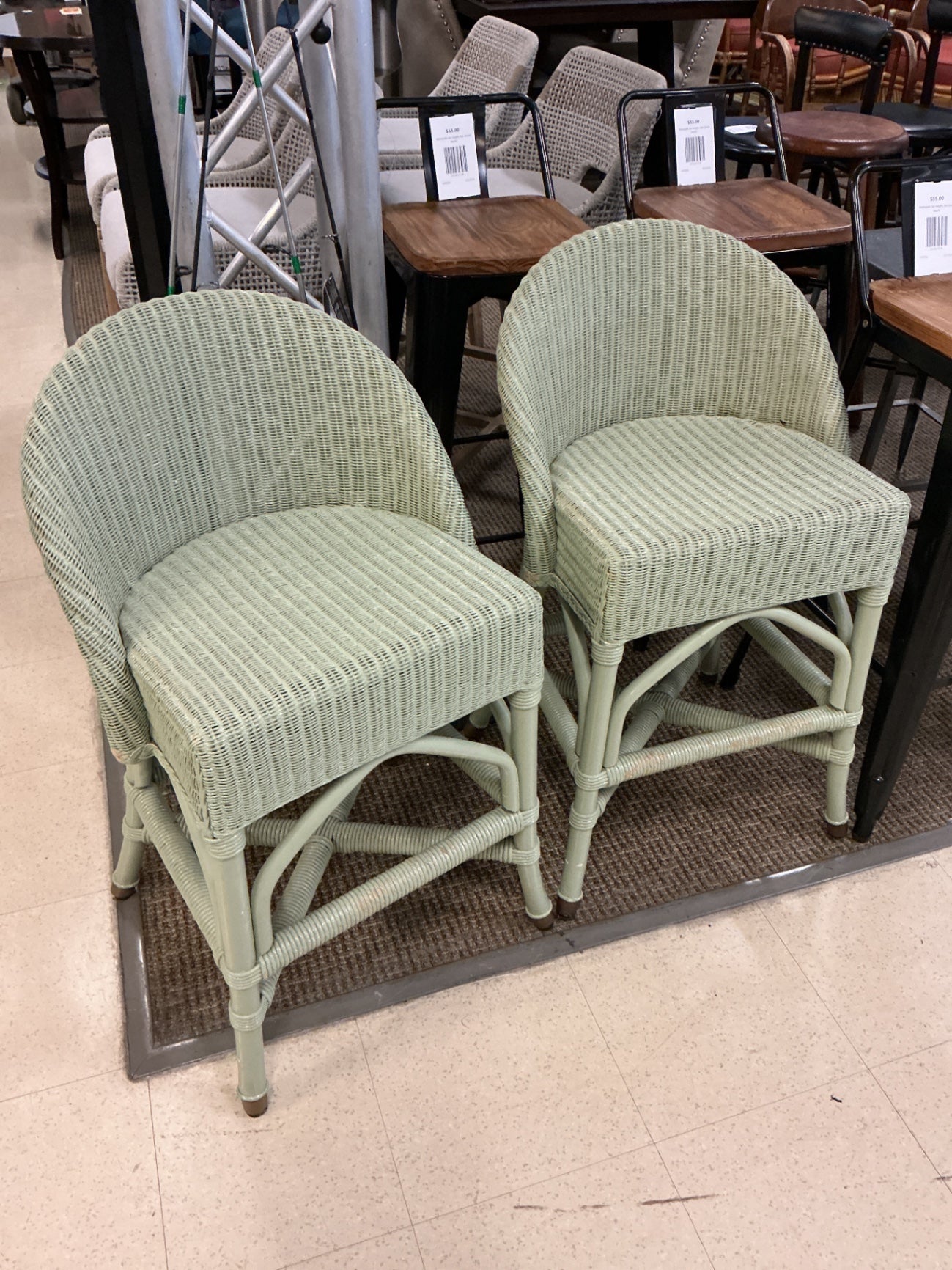 JANUS et Cie Green Arbor Stools  (pair) MSRP each $1200
